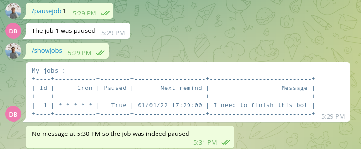 Pausejob command