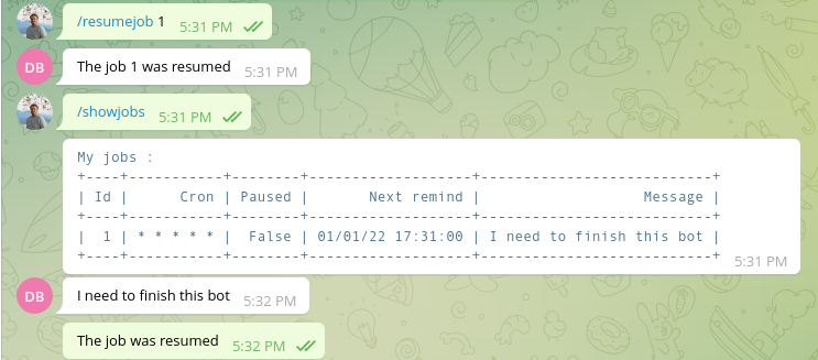 Resume command